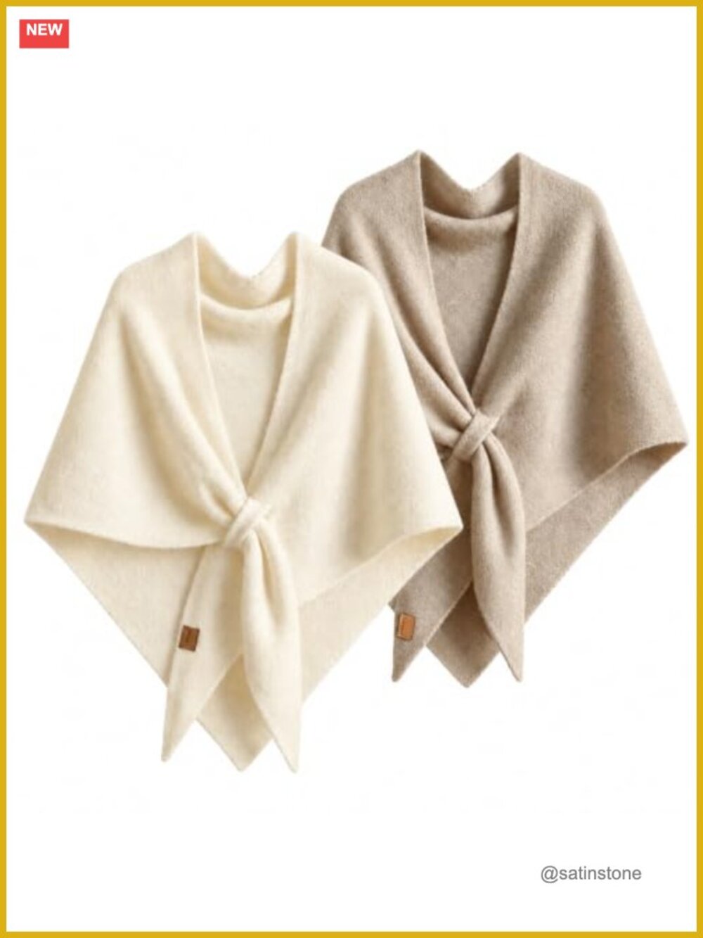 2 Pack Pashmina Shawl Wraps Women 100% Polyester Knitted Cape Cardigan
